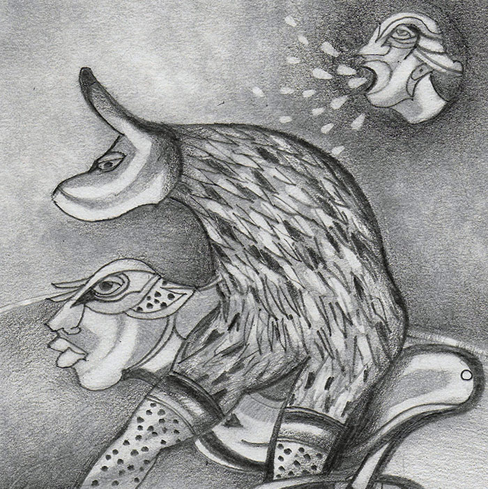 Dessin A4 extrait de la série présentée dans l'installation "Le refuge"