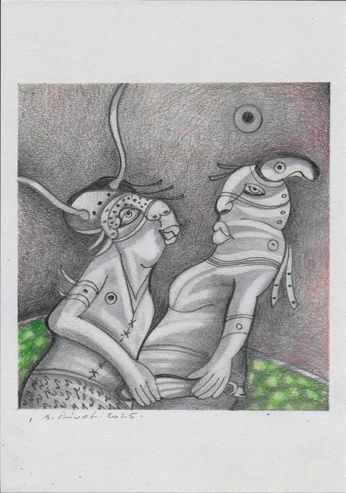 graphite et couleur 2, Dessin sur papier, A4 - 2025
